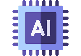 AI-powered microchip icon representing edge technology.