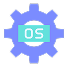 Icon of gear with OS text representing Real-Time Operating Systems