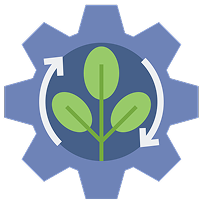 Cogwheel with plant illustration symbolising IoT-enabled smart agriculture solutions