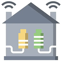 Smart home illustration with connected devices symbolising IoT-enabled home automation