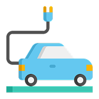 Electric car illustration representing IoT solutions for vehicle and fleet management